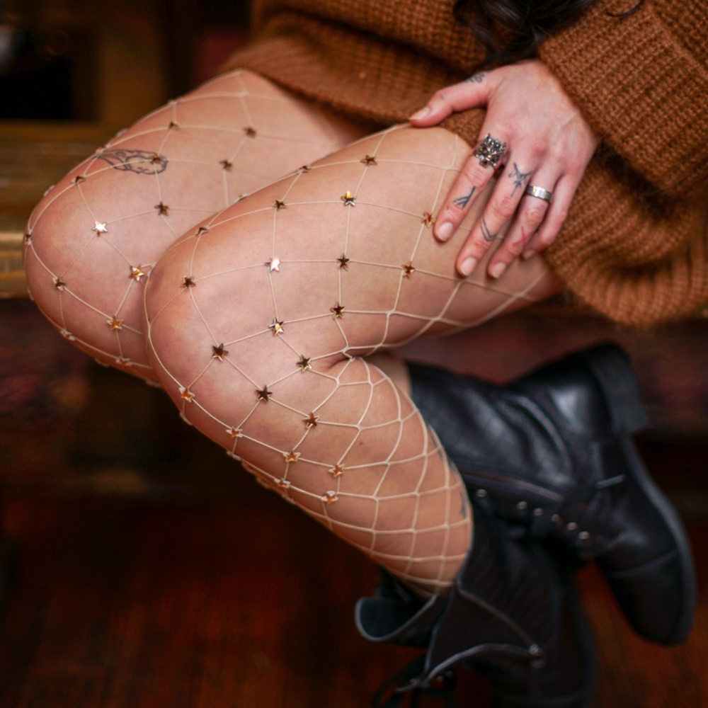 LAST PAIR!! Festival Star Embellished Fishnets